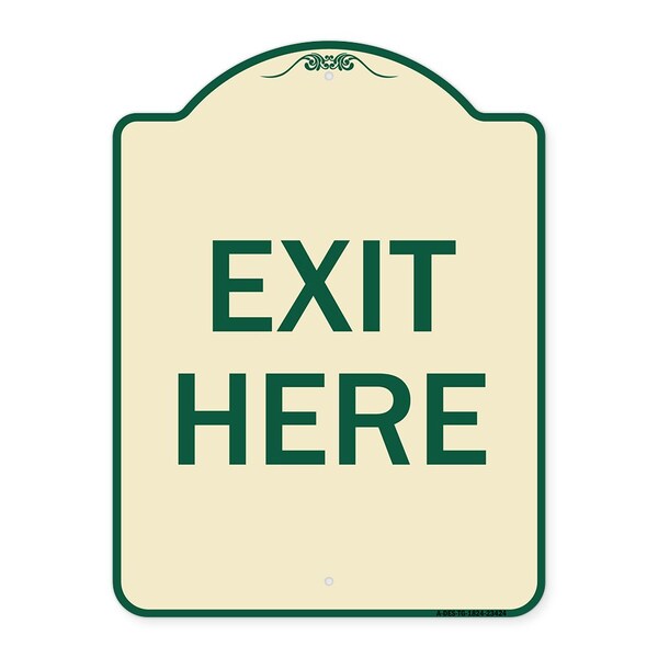 Parking Lot Exit Here Heavy-Gauge Aluminum Architectural Sign, 18" L, 24" H, TG-1824-23424